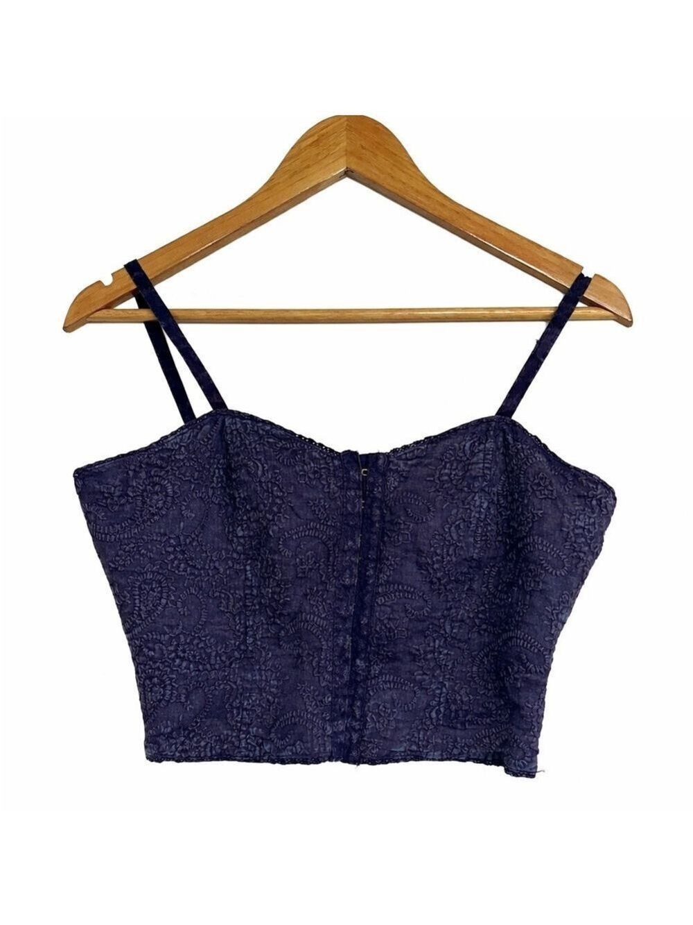 BKE Y2K Corset Crop Top Paisley Embroidered Cami Medium